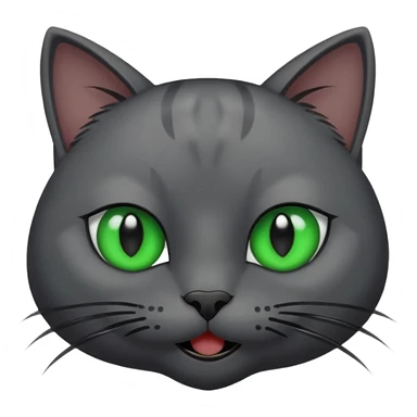 Dark grey cat green eyes winking sticker