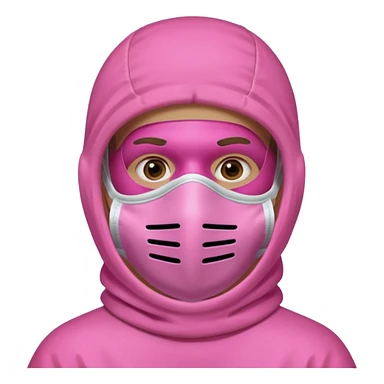 man in pink protection clothes with full-faced pink mask covered whole face sticker