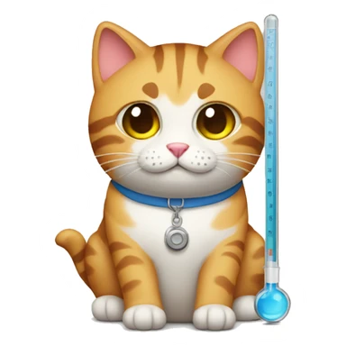 cat holding thermometer  sticker