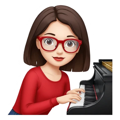 Brunette in red  white maltes glassespianista sticker