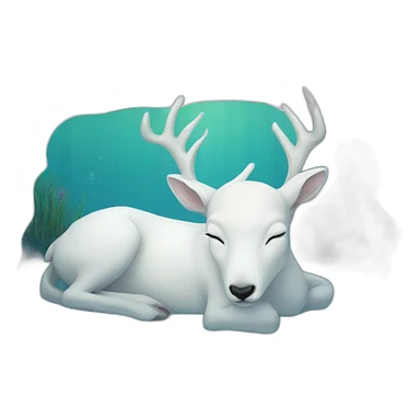 The white deer sleeping in the ocean sticker