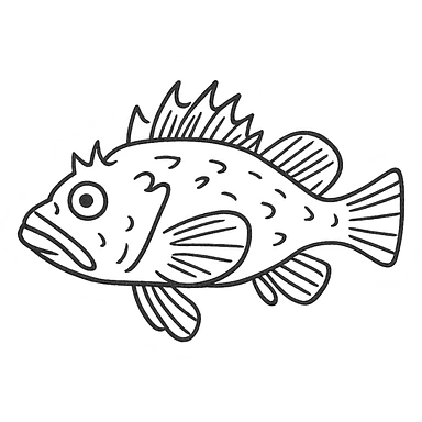 brown scorpion fish, hand drawn outlined icon with sketchy lines sticker