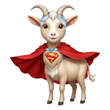 white female goat wearing a read cape like superman sticker