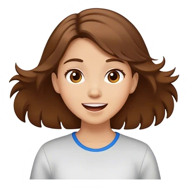 Girl excited with brown hair light skin sticker