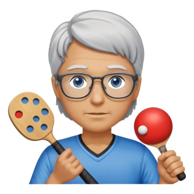 Blue eyes Female shoulder length gray hair and glasses pickleball sticker