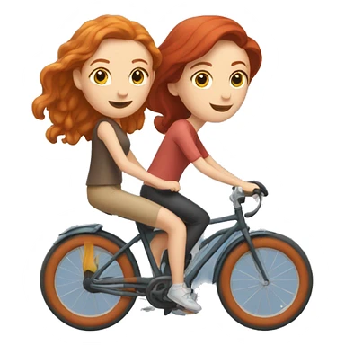 Brunette girl and a redhead girl riding bikes sticker