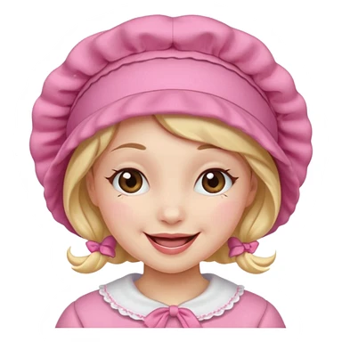 girl in a pink bonnet, winking sticker