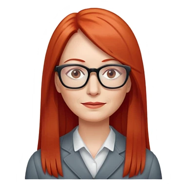 middle age Red head long straight hair pale skin wearing glasses sticker