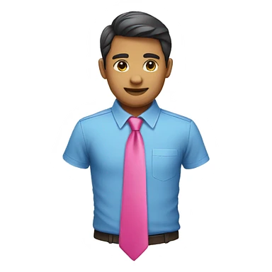 blue shirt and a pink tie sticker