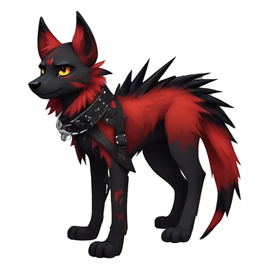 cool edgy black red animal fursona by griffsnuff & LiLaiRa & Falvie with badass colors and a spiked collar full body sticker
