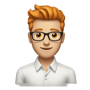 a guy with ginger coloured hair, spectacles,black coloured quiff hairstyle, wearing unbuttoned white shirt  sticker
