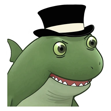 Shark with a top hat sticker