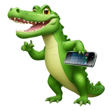 Crocodile with mobile phone  sticker