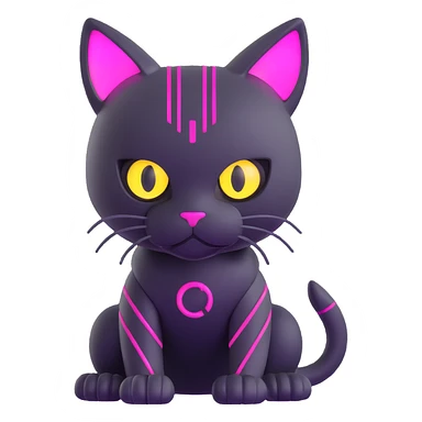 cybercat with metallic body and LED eyes sticker