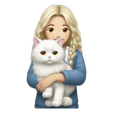 A girl with white fluffy cat sticker
