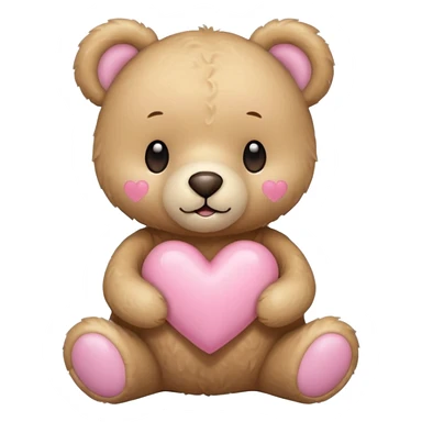 beige teddy bear and a pink pastel heart sticker