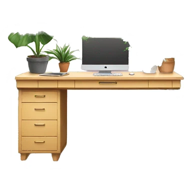 aesthetic desk with Mac and plants sticker