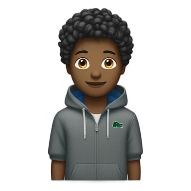 Black boy using lacoste hoodie sticker