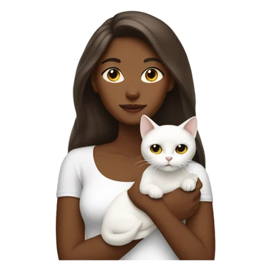 brown skinned lady holding white cat  sticker