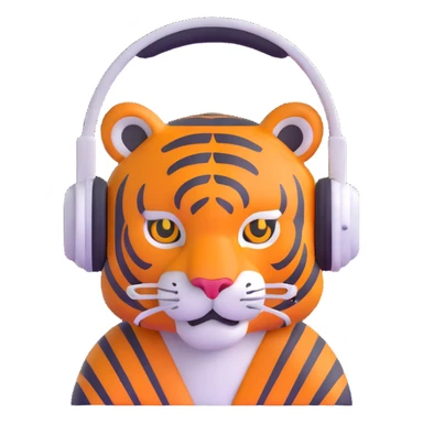 minimalist tiger wearing headphones sticker