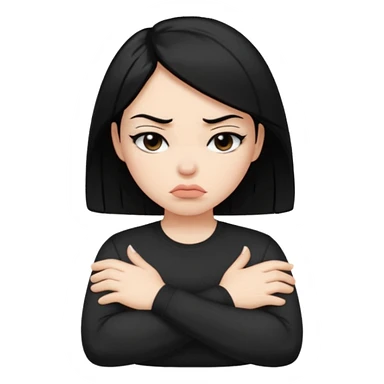 pouty/sad arms crossed emoji woman with black hair sticker