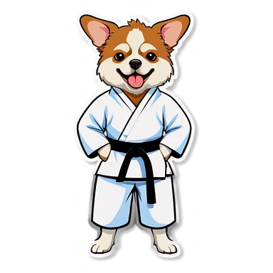 Dog in karate gi  sticker