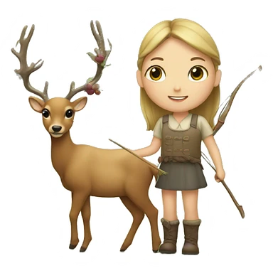 Girl harvesting a deer with a bow  sticker