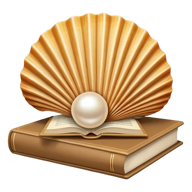 Open beige shell with pearl and beige books sticker