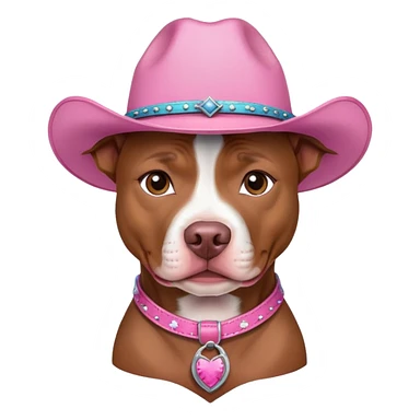 Pitbull with pink cowgirl hat  sticker