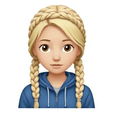 hoodie which cover her hair blonde girl with braided hair sticker