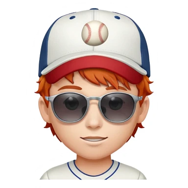 red haired kid with sunglasses and baseball hat  sticker