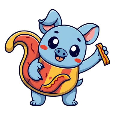 winking Stitch holding a bacon strip sticker