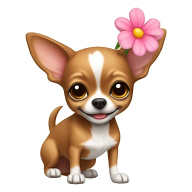 Brown Chihuahua with flower sticker