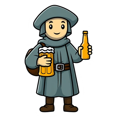 medieval pilgrim with bottle of beer sticker