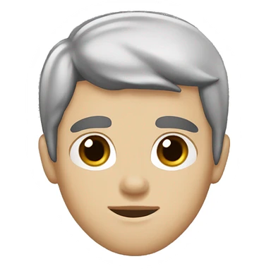 White boy, dark brown hair with bangs, soul patch, brown eyes sticker