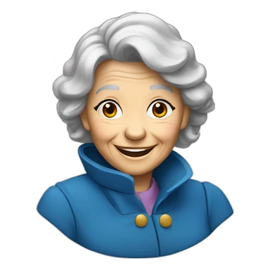 blue coat smile old woman sticker
