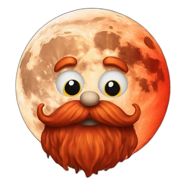 Moon with a long red beard sticker
