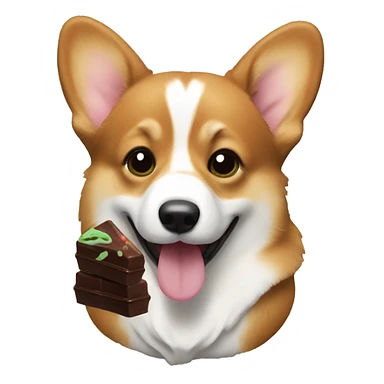 corgi eating a chocolate with green filling sticker