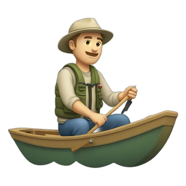 white fisherman in a small boat fishing sticker
