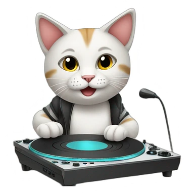 cat playing song on dj sticker