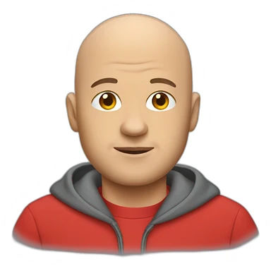 bald man in a red sweatshirt sticker