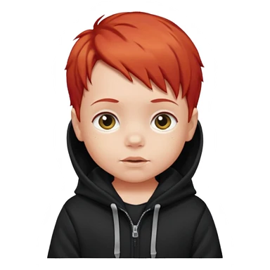 baby with red hair and black hoodie sticker