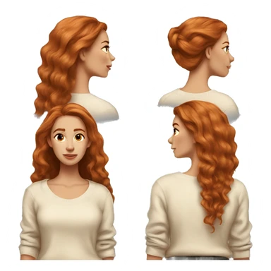 Ginger balayage long hair women beige sweater sticker