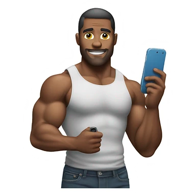 muscular man holding phone sticker