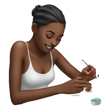 girl painting her nails sticker