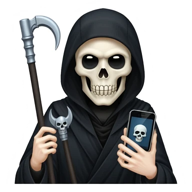 grim reaper holding one phone sticker