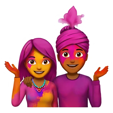 Couple celebrating Holi emoji  sticker