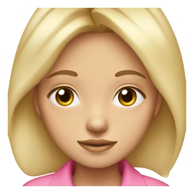 Blonde girl with hazel eyes, has long and thick eyelashes, wearing a pink shirt sticker