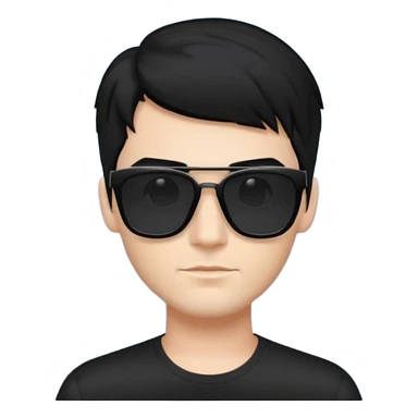 fair man with cool black hair with square dark shades sticker