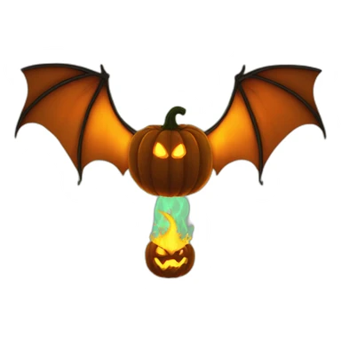 flat pumpkin earth on fire with bat wings sticker